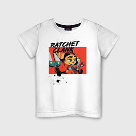 Детская футболка хлопок с принтом Рэтчет и Кланr в Екатеринбурге, 100% хлопок | круглый вырез горловины, полуприлегающий силуэт, длина до линии бедер | game | ratchet  clank | галактические рейнджеры | игры | рэтчет и кланr