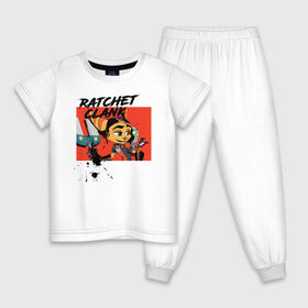 Детская пижама хлопок с принтом Рэтчет и Кланr в Екатеринбурге, 100% хлопок |  брюки и футболка прямого кроя, без карманов, на брюках мягкая резинка на поясе и по низу штанин
 | game | ratchet  clank | галактические рейнджеры | игры | рэтчет и кланr