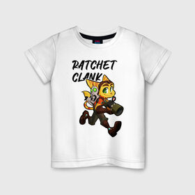 Детская футболка хлопок с принтом Ratchet & Clank в Екатеринбурге, 100% хлопок | круглый вырез горловины, полуприлегающий силуэт, длина до линии бедер | game | ratchet  clank | галактические рейнджеры | игры | рэтчет и кланr