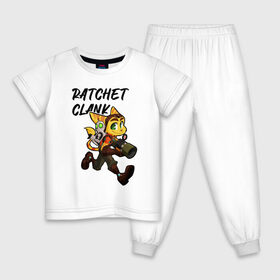 Детская пижама хлопок с принтом Ratchet & Clank в Екатеринбурге, 100% хлопок |  брюки и футболка прямого кроя, без карманов, на брюках мягкая резинка на поясе и по низу штанин
 | game | ratchet  clank | галактические рейнджеры | игры | рэтчет и кланr