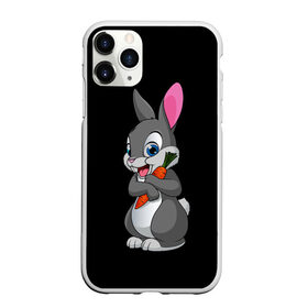 Чехол для iPhone 11 Pro матовый с принтом ЗАЙКА в Екатеринбурге, Силикон |  | bunny | cartoon | hare | rabbit | белый | зайчик | заяц | кролик | морковка | мультик | серый