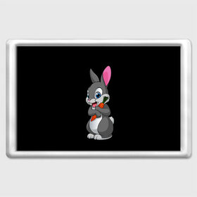 Магнит 45*70 с принтом ЗАЙКА в Екатеринбурге, Пластик | Размер: 78*52 мм; Размер печати: 70*45 | bunny | cartoon | hare | rabbit | белый | зайчик | заяц | кролик | морковка | мультик | серый