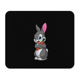 Коврик для мышки прямоугольный с принтом ЗАЙКА в Екатеринбурге, натуральный каучук | размер 230 х 185 мм; запечатка лицевой стороны | bunny | cartoon | hare | rabbit | белый | зайчик | заяц | кролик | морковка | мультик | серый