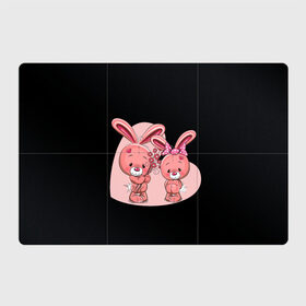 Магнитный плакат 3Х2 с принтом ЗАЙЧИКИ в Екатеринбурге, Полимерный материал с магнитным слоем | 6 деталей размером 9*9 см | bunny | cartoon | hare | rabbit | зайка | заяц | кролик | мультик | розовый | цветы