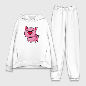 Женский костюм хлопок Oversize с принтом ПОРОСЁНОК в Екатеринбурге,  |  | boar | cute | pig | piglet | pink | smile | кабан | милый | поросенок | пятачок | розовый | свинья | улыбка