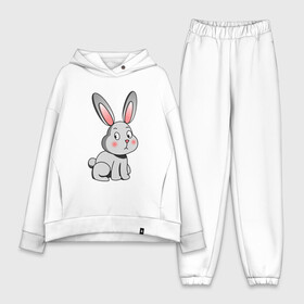 Женский костюм хлопок Oversize с принтом КРОЛИК в Екатеринбурге,  |  | bunny | cartoon | cute | hare | rabbit | зайка | заяц | кролик | милый | мультик