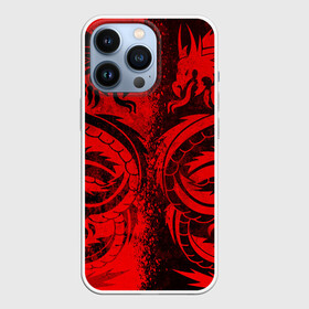 Чехол для iPhone 13 Pro с принтом BLACK RED DRAGONS TATOO в Екатеринбурге,  |  | Тематика изображения на принте: anime | china | dragon | japan | katana | samurai | smoke | snake | sword | tattoo | аниме | дракон | дым | змей | катана | китай | меч | самурай | тату | татуировка | япония