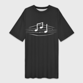 Платье-футболка 3D с принтом Музыкальные ноты в Екатеринбурге,  |  | clef | instrument | music | musical | notation | note | notes | tablature | treble | грамота | инструмент | ключ | музыка | музыкальный | нота | нотная | ноты | скрипичный | табулатура
