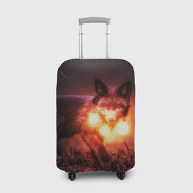 Чехол для чемодана 3D с принтом Лисица с фонариками в Екатеринбурге, 86% полиэфир, 14% спандекс | двустороннее нанесение принта, прорези для ручек и колес | fox | foxy | животное | звери | лиса | лисенок | лисичка | милая | рыжая | фокс