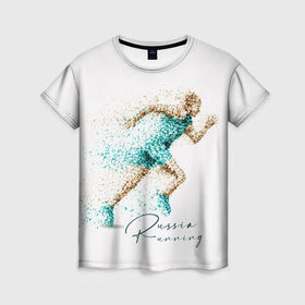 Женская футболка 3D с принтом Russia Running в Екатеринбурге, 100% полиэфир ( синтетическое хлопкоподобное полотно) | прямой крой, круглый вырез горловины, длина до линии бедер | running | russia | russia running | бег | россия