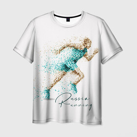 Мужская футболка 3D с принтом Russia Running в Екатеринбурге, 100% полиэфир | прямой крой, круглый вырез горловины, длина до линии бедер | running | russia | russia running | бег | россия