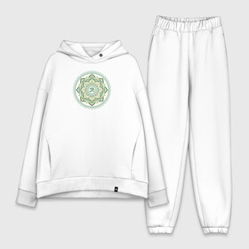 Женский костюм хлопок Oversize с принтом Mandala chakra Anahata Green в Екатеринбурге,  |  | anahata | chakra | mandala | om | yoga | йога | сердечная | чакра