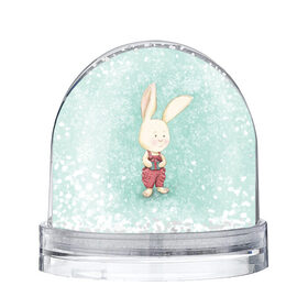 Снежный шар с принтом Зайчик с подарком в Екатеринбурге, Пластик | Изображение внутри шара печатается на глянцевой фотобумаге с двух сторон | зайчик | зима | красный | малыш | новый год | подарок | ребенок | снежинка