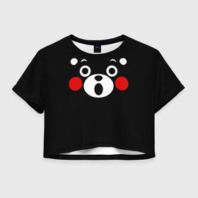 Женская футболка Crop-top 3D с принтом KUMAMON | КУМАМОН в Екатеринбурге, 100% полиэстер | круглая горловина, длина футболки до линии талии, рукава с отворотами | bear | japan | japanese | kumamon | kumamoto | аниме | игрушка | кумамон | кумамото сапурайдзу | медведь | мишка | персонаж | талисман | япония