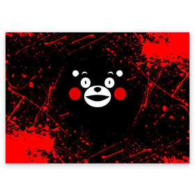 Поздравительная открытка с принтом KUMAMON | КУМАМОН в Екатеринбурге, 100% бумага | плотность бумаги 280 г/м2, матовая, на обратной стороне линовка и место для марки
 | bear | japan | japanese | kumamon | kumamoto | аниме | игрушка | кумамон | кумамото сапурайдзу | медведь | мишка | персонаж | талисман | япония