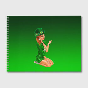 Альбом для рисования с принтом девушка лепрекон в зеленом в Екатеринбурге, 100% бумага
 | матовая бумага, плотность 200 мг. | 17 марта | девушка | день святого патрика | зеленый | зеленый костюм | ирландия | клевер | кружка | лепрекон | модель | монеты | рисунок | традиции | эль