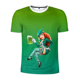Мужская футболка 3D спортивная с принтом девушка вечеринка на Патрика в Екатеринбурге, 100% полиэстер с улучшенными характеристиками | приталенный силуэт, круглая горловина, широкие плечи, сужается к линии бедра | 17 марта | вечеринка | девушка | день святого патрика | зеленый | зеленый костюм | ирландия | клевер | костюм | кружка | лепрекон | модель | монеты | рисунок | традиции | эль