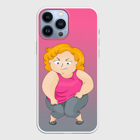 Чехол для iPhone 13 Pro Max с принтом широкая кость   мотивация в Екатеринбурге,  |  | блондинка | бодипозитив | девушка | диета | досада | женщина | злость | кость широкая | мотивация | пышка | пышная | спорт | тренировка | треня | фитнес | формы | шутка