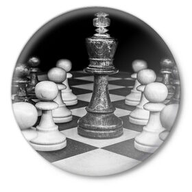 Значок с принтом Шахматы в Екатеринбурге,  металл | круглая форма, металлическая застежка в виде булавки | доска | игра | игровая | игры | короли | король | логика | настольная | настольные | пешка | пешки | спорт | туча | шахматный | шахматы