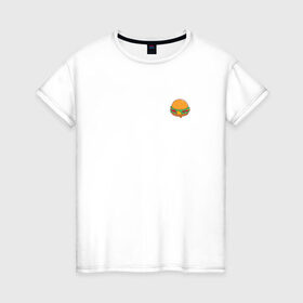 Женская футболка хлопок с принтом Бургер в Екатеринбурге, 100% хлопок | прямой крой, круглый вырез горловины, длина до линии бедер, слегка спущенное плечо | hamburger | бургер | бутерброд | гамбургер | еда | фастфуд