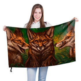 Флаг 3D с принтом Лисы в Екатеринбурге, 100% полиэстер | плотность ткани — 95 г/м2, размер — 67 х 109 см. Принт наносится с одной стороны | fox | foxy | животное | звери | лиса | лисенок | лисичка | милая | рыжая | фокс