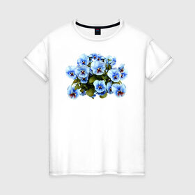 Женская футболка хлопок с принтом Цветочки в Екатеринбурге, 100% хлопок | прямой крой, круглый вырез горловины, длина до линии бедер, слегка спущенное плечо | анютины глазки | девушкам | женщинам | красота | цветочки | цветы