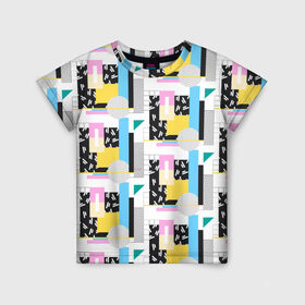 Детская футболка 3D с принтом Memphis style geometry в Екатеринбурге, 100% гипоаллергенный полиэфир | прямой крой, круглый вырез горловины, длина до линии бедер, чуть спущенное плечо, ткань немного тянется | абстракция | арт | геометрия | рисунок | текстура | хипстер