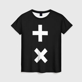 Женская футболка 3D с принтом Martin Garrix в Екатеринбурге, 100% полиэфир ( синтетическое хлопкоподобное полотно) | прямой крой, круглый вырез горловины, длина до линии бедер | гаррикс | знаки | кресты | мартин | плюсы