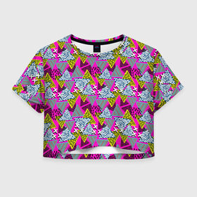 Женская футболка Crop-top 3D с принтом Дикая абстракция в Екатеринбурге, 100% полиэстер | круглая горловина, длина футболки до линии талии, рукава с отворотами | абстракция | арт | геометрия | краски | панк | рисунок | текстура | хипстер