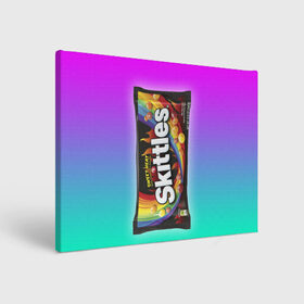 Холст прямоугольный с принтом Skittles | Черный в Екатеринбурге, 100% ПВХ |  | black | skittles | sweet heat | градиент | зеленый | радуга | розовый | синий | скитлс | черный