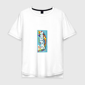 Мужская футболка хлопок Oversize с принтом Skittles | Голубой в Екатеринбурге, 100% хлопок | свободный крой, круглый ворот, “спинка” длиннее передней части | blue | freeze pop | limited edition | skittles | скитлс