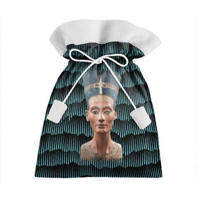 Подарочный 3D мешок с принтом Нефертити в Екатеринбурге, 100% полиэстер | Размер: 29*39 см | Тематика изображения на принте: африка | божества | волны | геометрия | египет | маска | нефертити | фараон | царица