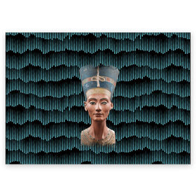 Поздравительная открытка с принтом Нефертити в Екатеринбурге, 100% бумага | плотность бумаги 280 г/м2, матовая, на обратной стороне линовка и место для марки
 | африка | божества | волны | геометрия | египет | маска | нефертити | фараон | царица