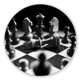 Коврик для мышки круглый с принтом Шахматы в Екатеринбурге, резина и полиэстер | круглая форма, изображение наносится на всю лицевую часть | Тематика изображения на принте: доска | игра | игровая | игры | конь | короли | король | ладья | логика | настольная | настольные | пешка | пешки | спорт | туча | ферзь | шахматный | шахматы