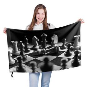 Флаг 3D с принтом Шахматы в Екатеринбурге, 100% полиэстер | плотность ткани — 95 г/м2, размер — 67 х 109 см. Принт наносится с одной стороны | доска | игра | игровая | игры | конь | короли | король | ладья | логика | настольная | настольные | пешка | пешки | спорт | туча | ферзь | шахматный | шахматы