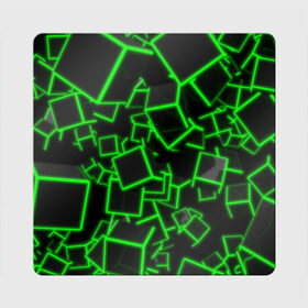 Магнит виниловый Квадрат с принтом Cyber cube в Екатеринбурге, полимерный материал с магнитным слоем | размер 9*9 см, закругленные углы | Тематика изображения на принте: 3д кубики | cyber cube | кибер куб | куб | неоновые кубики