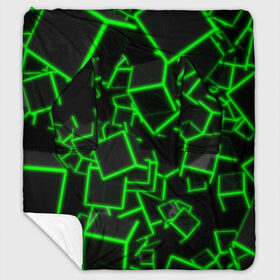 Плед с рукавами с принтом Cyber cube в Екатеринбурге, 100% полиэстер | Закругленные углы, все края обработаны. Ткань не мнется и не растягивается. Размер 170*145 | Тематика изображения на принте: 3д кубики | cyber cube | кибер куб | куб | неоновые кубики