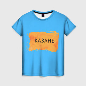 Женская футболка 3D с принтом Казагь в Екатеринбурге, 100% полиэфир ( синтетическое хлопкоподобное полотно) | прямой крой, круглый вырез горловины, длина до линии бедер | города россии | казань | регионы россии | татарстан | тёмный фон