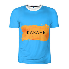 Мужская футболка 3D спортивная с принтом Казагь в Екатеринбурге, 100% полиэстер с улучшенными характеристиками | приталенный силуэт, круглая горловина, широкие плечи, сужается к линии бедра | города россии | казань | регионы россии | татарстан | тёмный фон