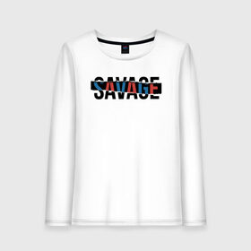 Женский лонгслив хлопок с принтом SAVAGE | ДИКАРЬ в Екатеринбурге, 100% хлопок |  | creative | minimalism | savage | wild | дикарь | дикий | креатив | креативная | минимализм | надпись | одичалый | текст