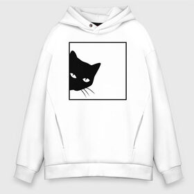 Мужское худи Oversize хлопок с принтом BLACK CAT | ЧЕРНАЯ КОШКА в Екатеринбурге, френч-терри — 70% хлопок, 30% полиэстер. Мягкий теплый начес внутри —100% хлопок | боковые карманы, эластичные манжеты и нижняя кромка, капюшон на магнитной кнопке | black | cat | cats | creative | hunter | minimalism | night | кот | коте | котенок | котэ | кошка | креатив | креативная | минимализм | надпись | ночь | охотник | текст | черная | черный