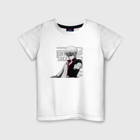 Детская футболка хлопок с принтом Гинтама в Екатеринбурге, 100% хлопок | круглый вырез горловины, полуприлегающий силуэт, длина до линии бедер | Тематика изображения на принте: gintama | gintoki sakata | гинтама | гинтоки саката | самураи