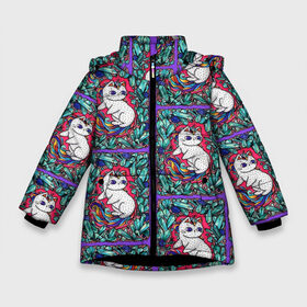 Зимняя куртка для девочек 3D с принтом Маленькие Единорожки в Екатеринбурге, ткань верха — 100% полиэстер; подклад — 100% полиэстер, утеплитель — 100% полиэстер. | длина ниже бедра, удлиненная спинка, воротник стойка и отстегивающийся капюшон. Есть боковые карманы с листочкой на кнопках, утяжки по низу изделия и внутренний карман на молнии. 

Предусмотрены светоотражающий принт на спинке, радужный светоотражающий элемент на пуллере молнии и на резинке для утяжки. | cat | dab | dab единорог | dabbing unicorn | unicorn | брызги красок | детская | единорог радуга | киса | китя | кот | котенок | котики | кошка | краски | круги | кс | прикольные картинки | радуга | радужные краски