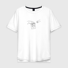 Мужская футболка хлопок Oversize с принтом Вискас в Екатеринбурге, 100% хлопок | свободный крой, круглый ворот, “спинка” длиннее передней части | вискас | животные | искусство | кот | котик | прикол | сотворение адама | юмор