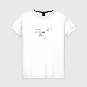 Женская футболка хлопок с принтом Вискас в Екатеринбурге, 100% хлопок | прямой крой, круглый вырез горловины, длина до линии бедер, слегка спущенное плечо | вискас | животные | искусство | кот | котик | прикол | сотворение адама | юмор