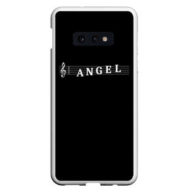 Чехол для Samsung S10E с принтом Angel в Екатеринбурге, Силикон | Область печати: задняя сторона чехла, без боковых панелей | angel | clef | instrument | music | musical | notation | note | notes | tablature | treble | ангел | грамота | инструмент | ключ | музыка | музыкальный | нота | нотная | ноты | скрипичный | табулатура