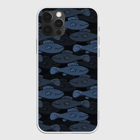 Чехол для iPhone 12 Pro Max с принтом Синие рыбы на темном фоне в Екатеринбурге, Силикон |  | морской паттерн | подводный мир | рыбы | синие рыбы
