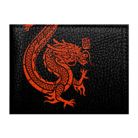 Обложка для студенческого билета с принтом RED CHINA DRAGON в Екатеринбурге, натуральная кожа | Размер: 11*8 см; Печать на всей внешней стороне | china | china dragon | red dragon | без крыльев | дракон змея | китай | китайские символы | китайский дракон | красный дракон | символ