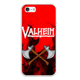 Чехол для iPhone 5/5S матовый с принтом VALHEIM в Екатеринбурге, Силикон | Область печати: задняя сторона чехла, без боковых панелей | coffee stain | valheim | vikings | вальхайм | вальхеим | вальхейм. | викинги | выживание | гарпун бездны | мечи