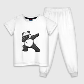 Детская пижама хлопок с принтом PanDab в Екатеринбурге, 100% хлопок |  брюки и футболка прямого кроя, без карманов, на брюках мягкая резинка на поясе и по низу штанин
 | dab | в очках | движение рукой | деб | дэб | панда | солнцезащитные очки